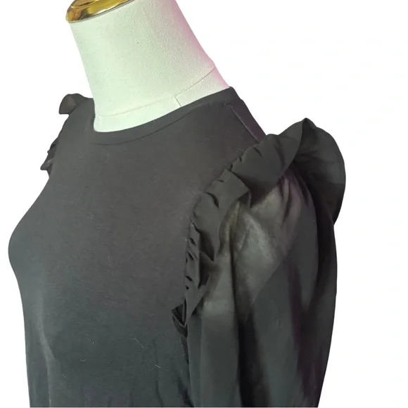 Elegant Black Ruffle Sleeve Blouse - Picture 5 of 7